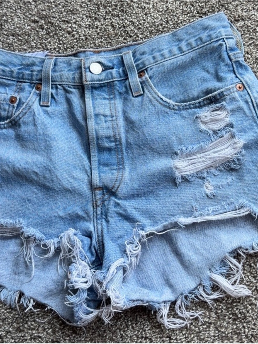 Levi's Light Blue Distressed Cutoff Denim Shorts